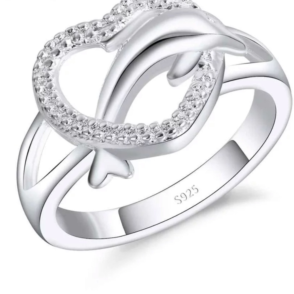 925 Sterling Silver heart ring, size 8 - Picture 3 of 6